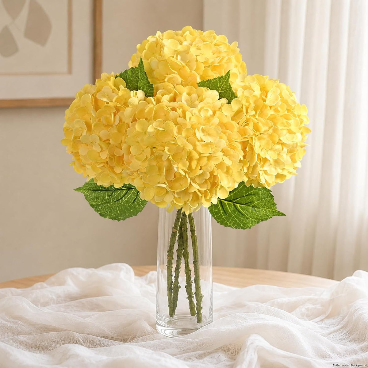 Real Touch Hydrangea Artificial Flowers, 21" Fake Flowers, White