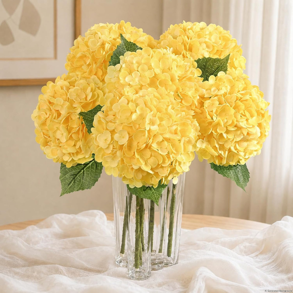 Real Touch Hydrangea Artificial Flowers, 21" Fake Flowers, White