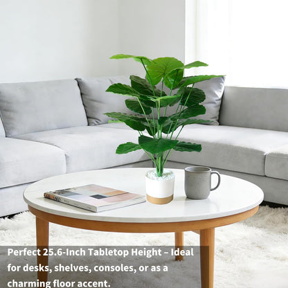25.6'' Potted Artificial Plants - Realistic Fake Alocasia Plants with Pots Indoor Faux Tropical Plants for Home Decor, Living Room, Modern Office, Farmhouse, Table, Shelf, Corner