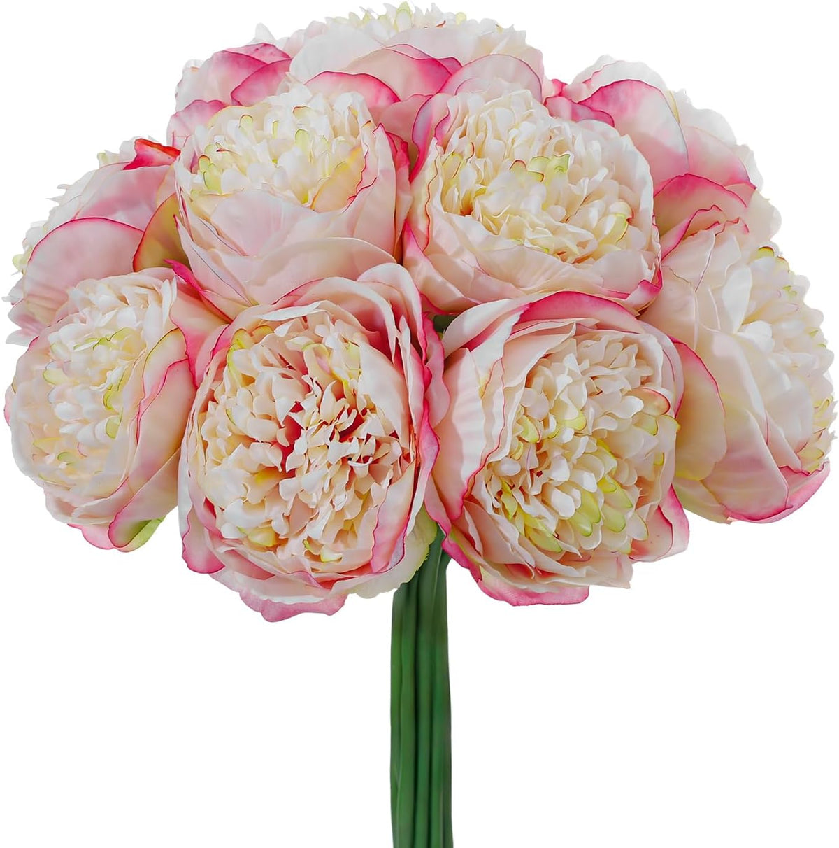 10PCS Pink Realistic Silk Peonies Bouquet, Waterproof & UV Resistant Faux Peony Flowers, All-Weather Artificial Stems for Outdoor, Grave, Wedding Centerpiece & Home Decor