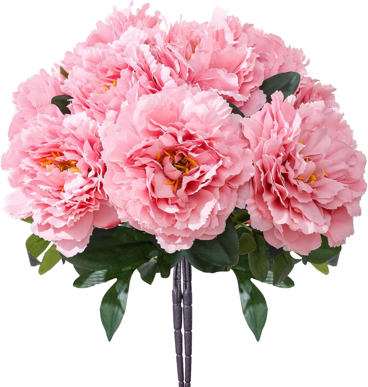 10PCS Pink Realistic Silk Peonies Bouquet, Waterproof & UV Resistant Faux Peony Flowers, All-Weather Artificial Stems for Outdoor, Grave, Wedding Centerpiece & Home Decor