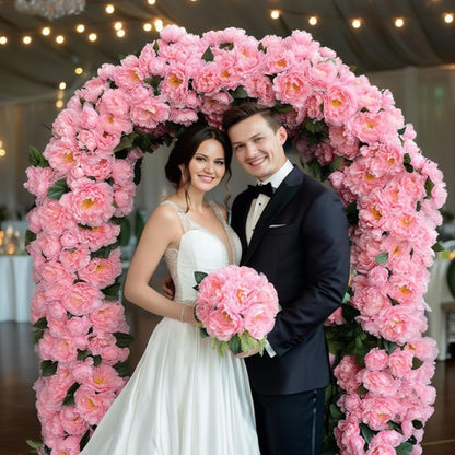 10PCS Pink Realistic Silk Peonies Bouquet, Waterproof & UV Resistant Faux Peony Flowers, All-Weather Artificial Stems for Outdoor, Grave, Wedding Centerpiece & Home Decor