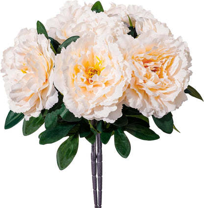 10PCS Pink Realistic Silk Peonies Bouquet, Waterproof & UV Resistant Faux Peony Flowers, All-Weather Artificial Stems for Outdoor, Grave, Wedding Centerpiece & Home Decor