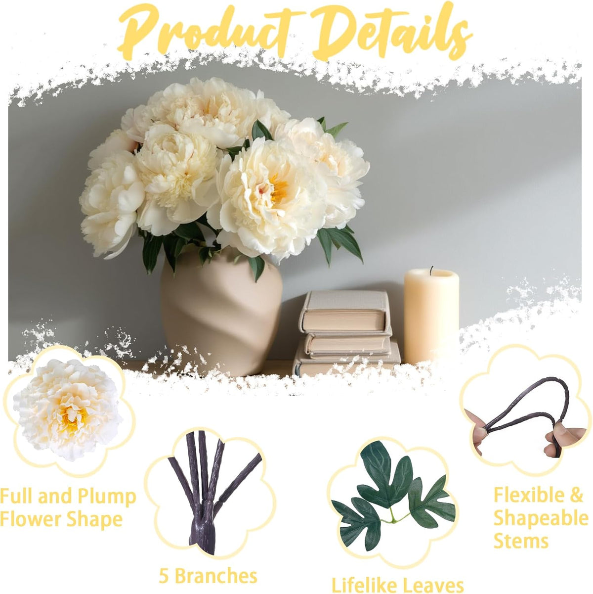 10PCS Pink Realistic Silk Peonies Bouquet, Waterproof & UV Resistant Faux Peony Flowers, All-Weather Artificial Stems for Outdoor, Grave, Wedding Centerpiece & Home Decor