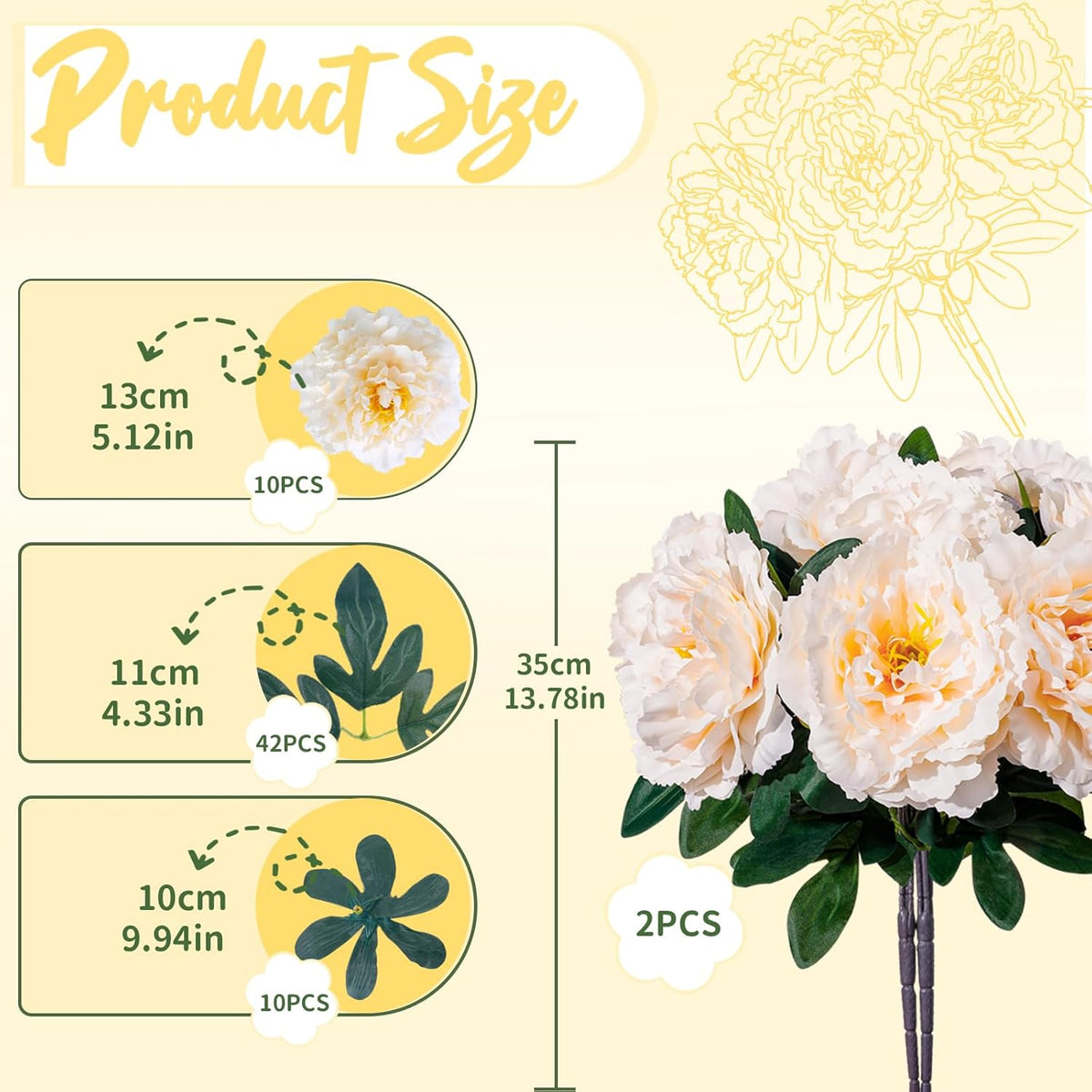 10PCS Pink Realistic Silk Peonies Bouquet, Waterproof & UV Resistant Faux Peony Flowers, All-Weather Artificial Stems for Outdoor, Grave, Wedding Centerpiece & Home Decor