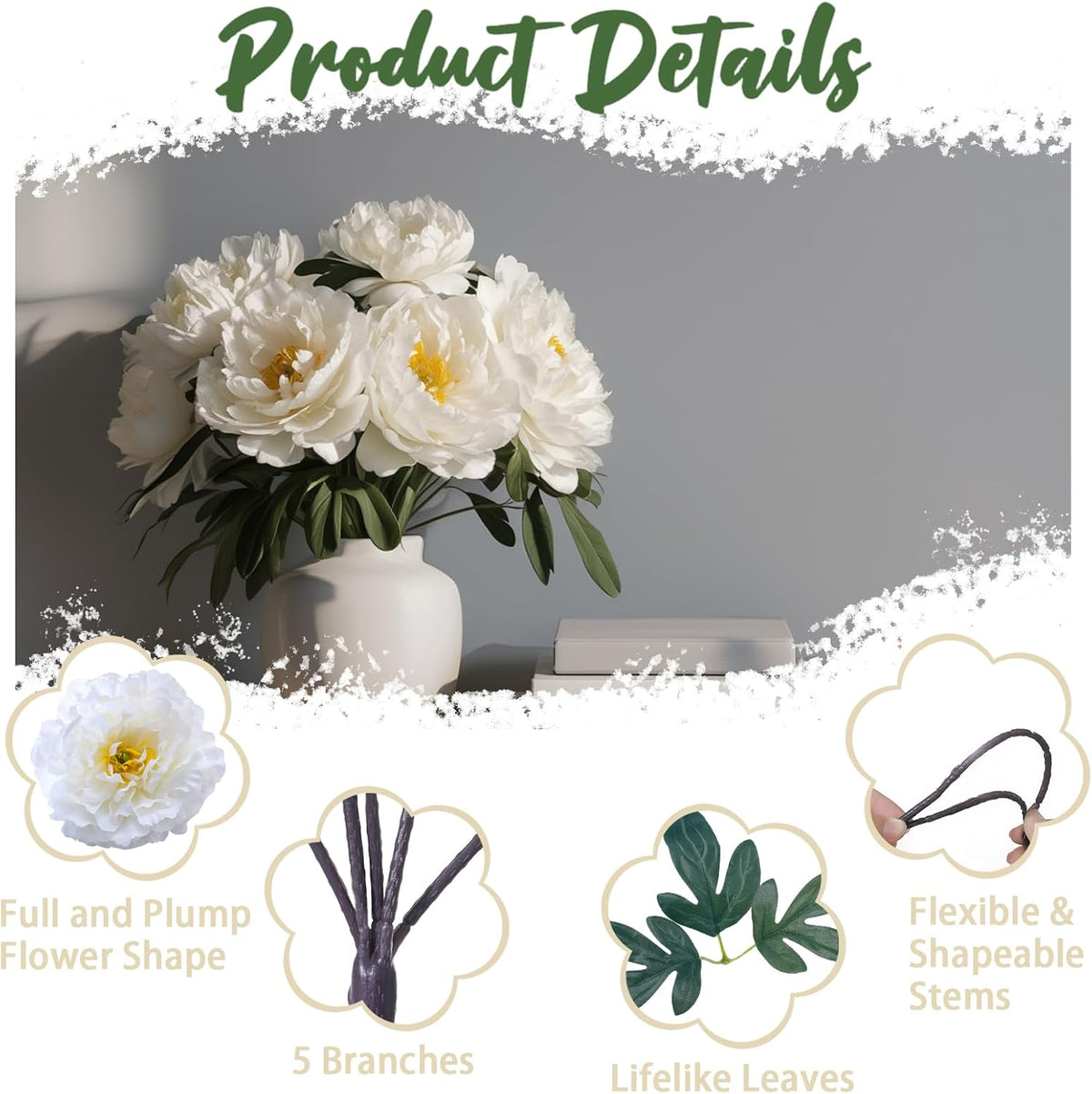 10PCS Pink Realistic Silk Peonies Bouquet, Waterproof & UV Resistant Faux Peony Flowers, All-Weather Artificial Stems for Outdoor, Grave, Wedding Centerpiece & Home Decor