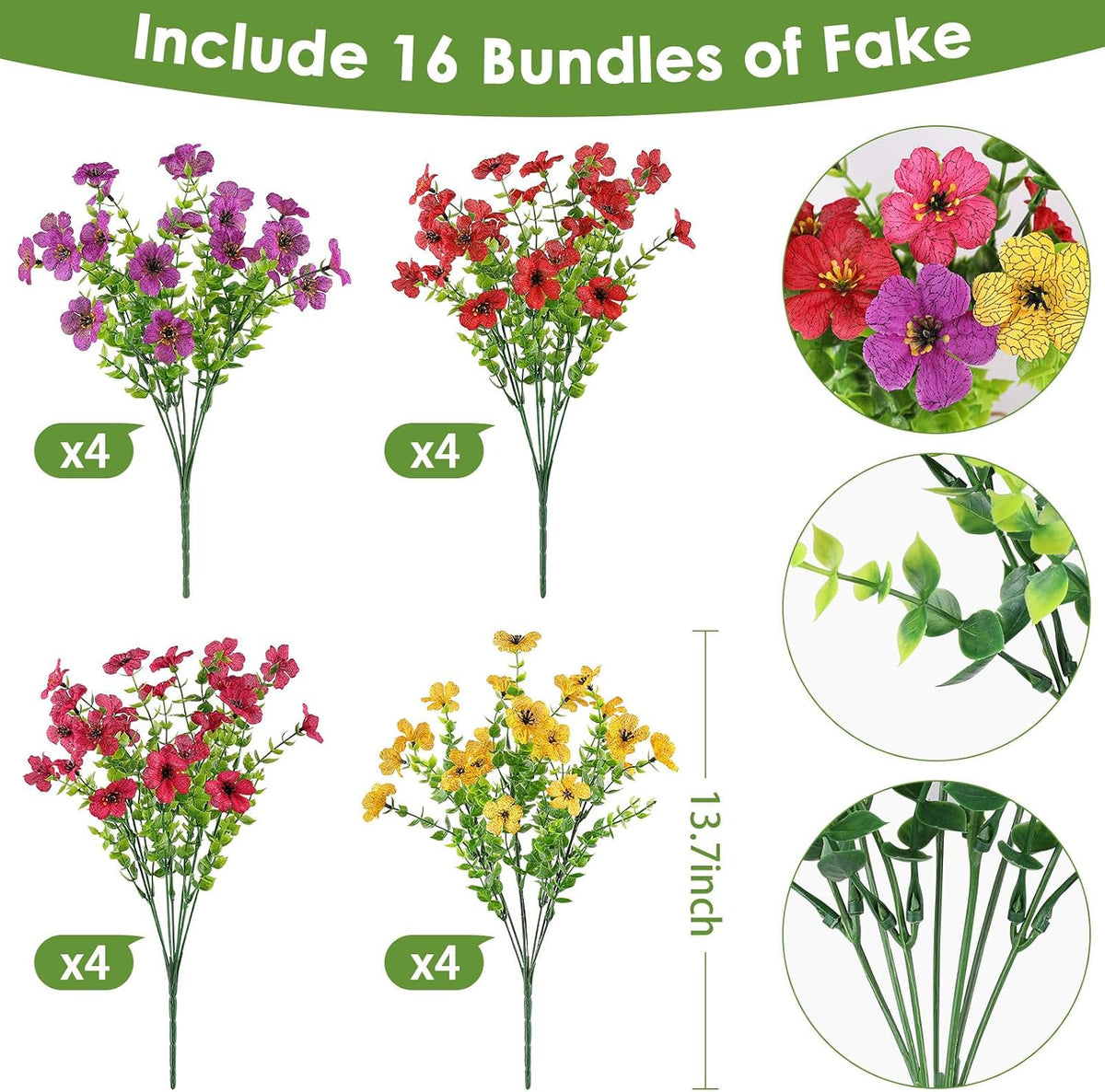 Artificial Flowers for Outdoors, Fake Lavender Plant, Purple