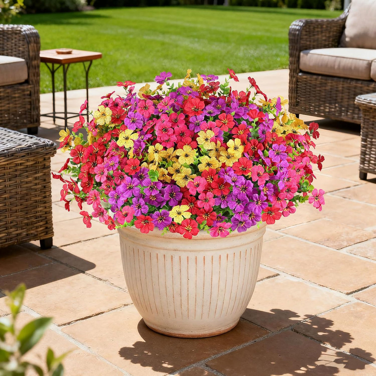 Artificial Flowers for Outdoors, Fake Lavender Plant, Purple