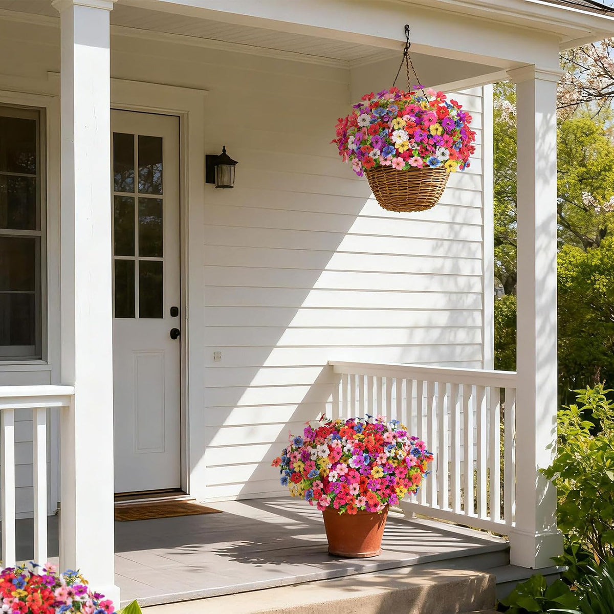 Artificial Flowers for Outdoors, Fake Lavender Plant, Purple
