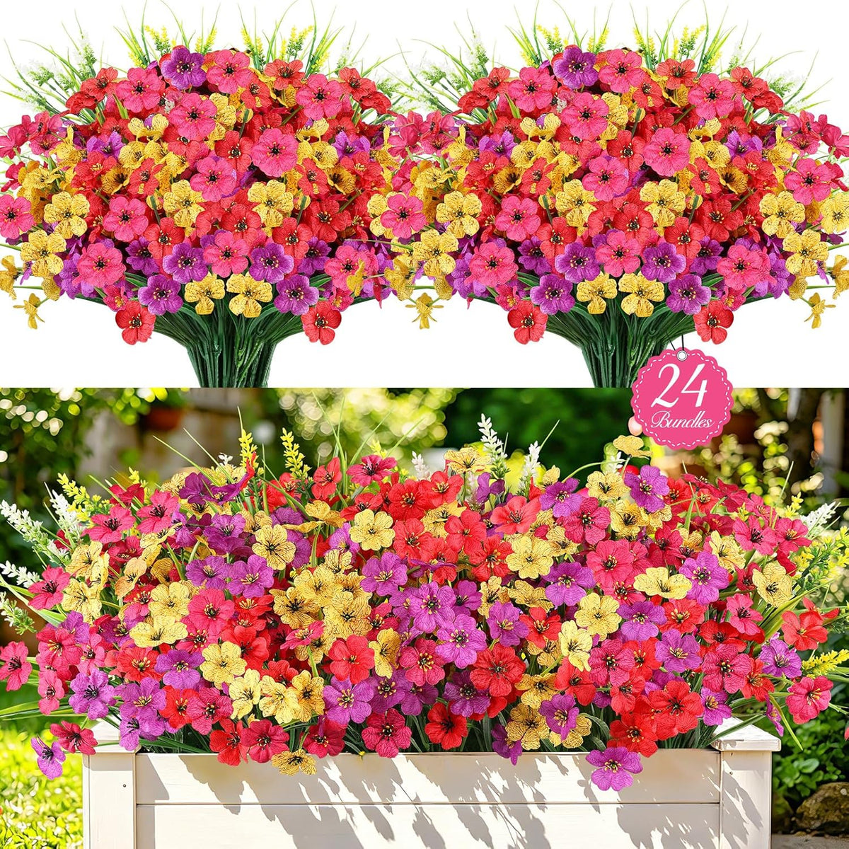 Artificial Flowers for Outdoors, Fake Lavender Plant, Purple