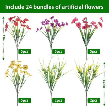 Artificial Flowers for Outdoors, Fake Lavender Plant, Purple