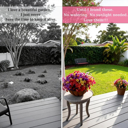 Artificial Flowers for Outdoors, Fake Lavender Plant, Purple