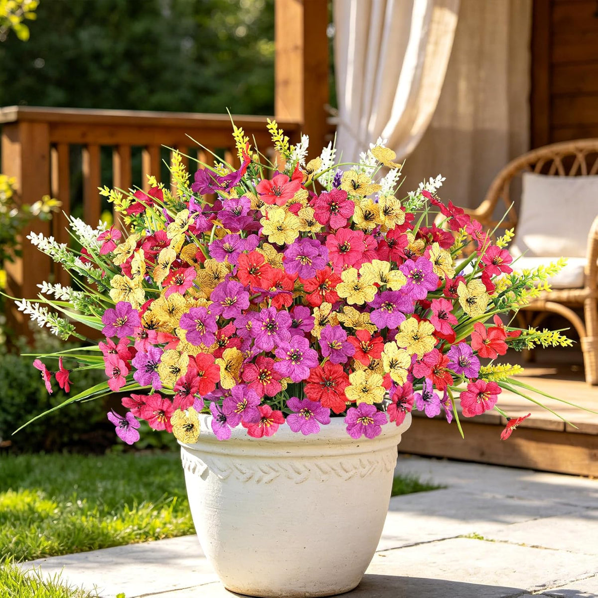 Artificial Flowers for Outdoors, Fake Lavender Plant, Purple