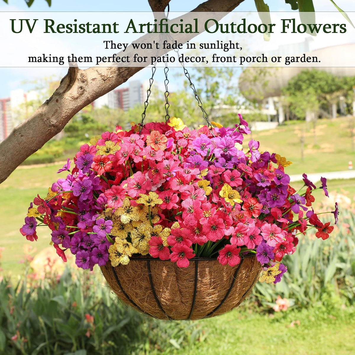 Artificial Flowers for Outdoors, Fake Lavender Plant, Purple