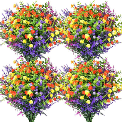 Artificial Flowers for Outdoors, Fake Lavender Plant, Purple
