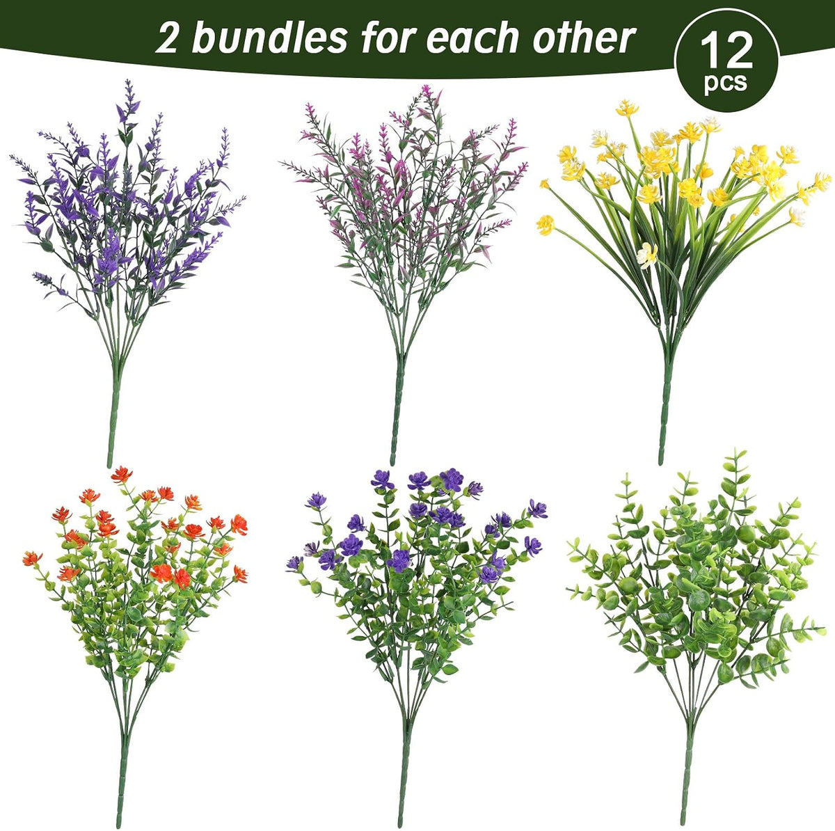 Artificial Flowers for Outdoors, Fake Lavender Plant, Purple