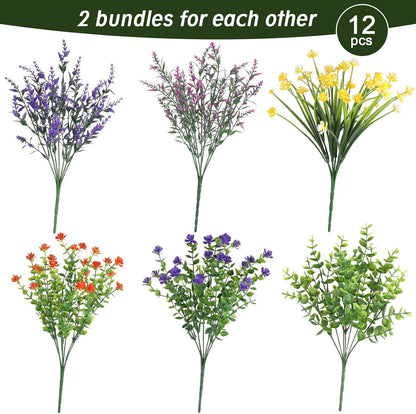 Artificial Flowers for Outdoors, Fake Lavender Plant, Purple