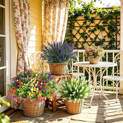 Artificial Flowers for Outdoors, Fake Lavender Plant, Purple