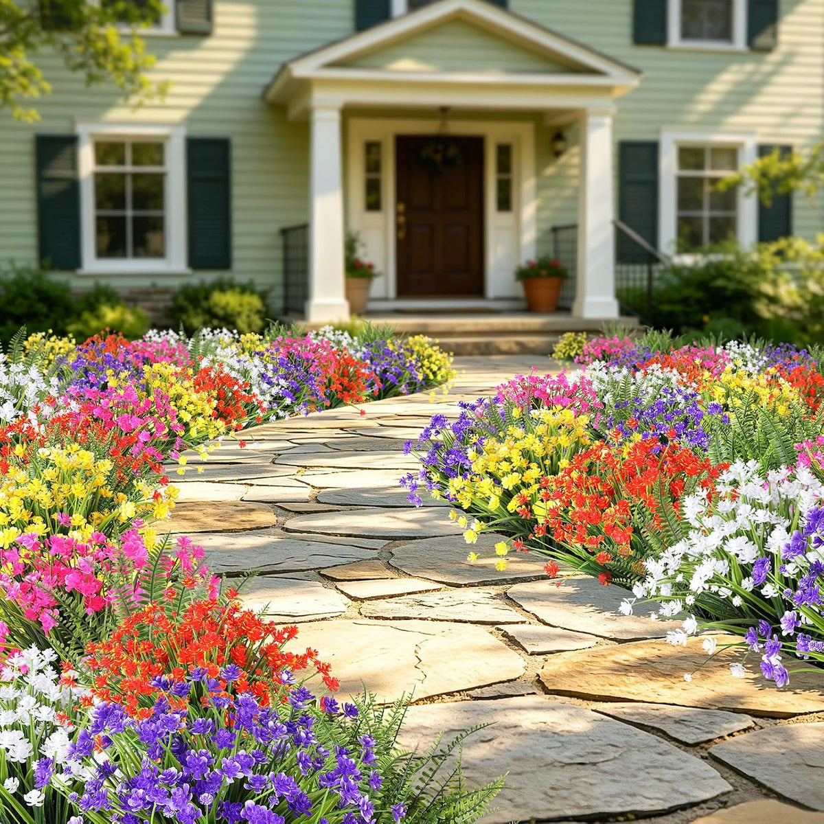 Artificial Flowers for Outdoors, Fake Lavender Plant, Purple