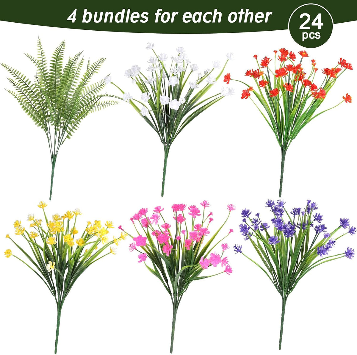 Artificial Flowers for Outdoors, Fake Lavender Plant, Purple
