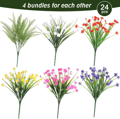 Artificial Flowers for Outdoors, Fake Lavender Plant, Purple