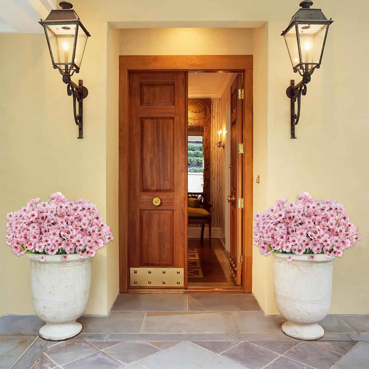 Artificial Flowers for Outdoors, Fake Lavender Plant, Purple
