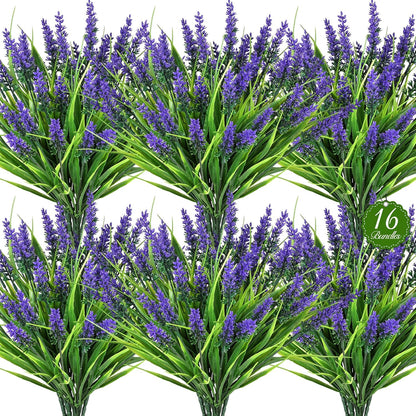 Artificial Flowers for Outdoors, Fake Lavender Plant, Purple