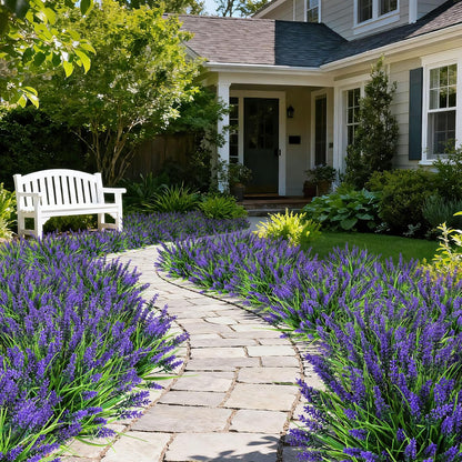 Artificial Flowers for Outdoors, Fake Lavender Plant, Purple
