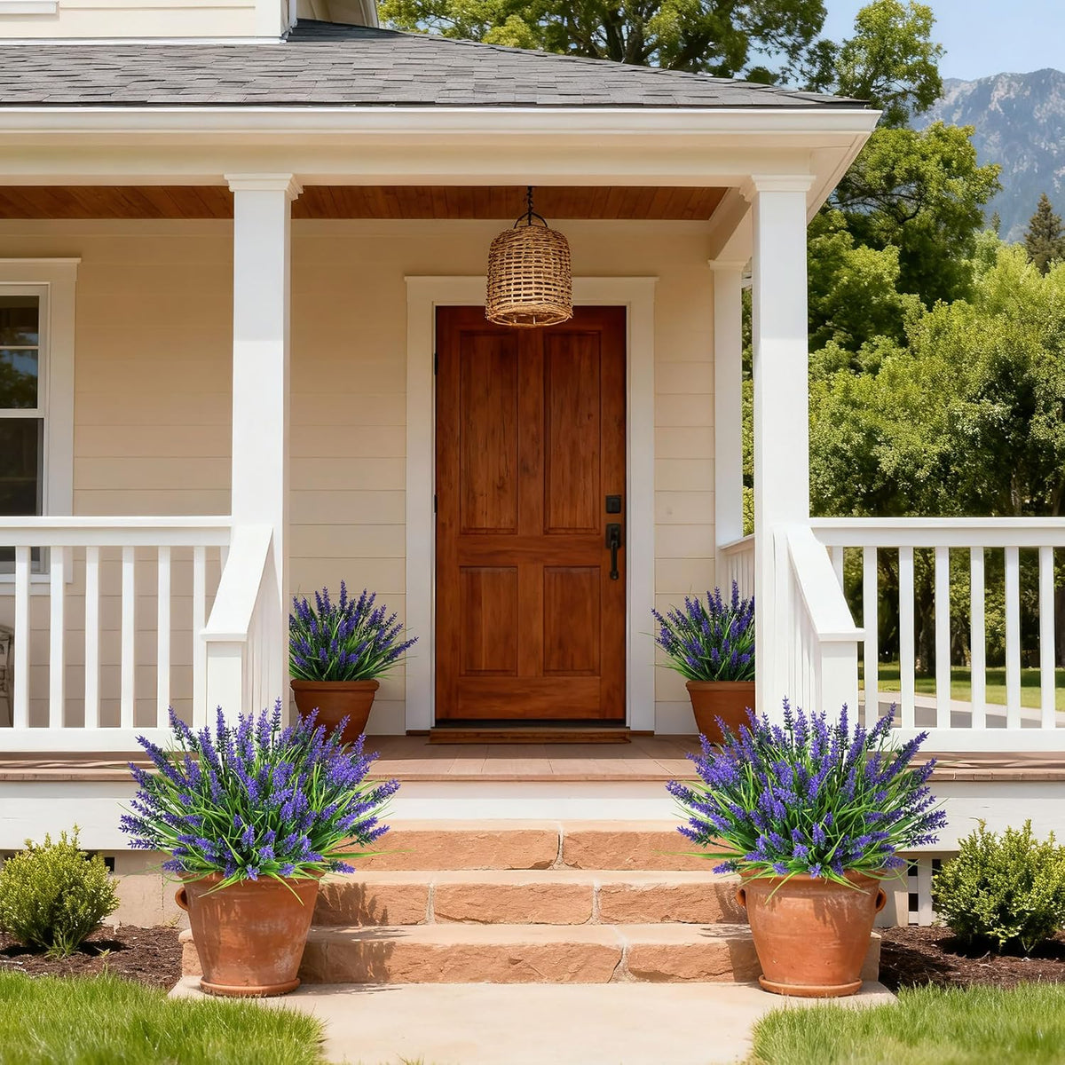 Artificial Flowers for Outdoors, Fake Lavender Plant, Purple