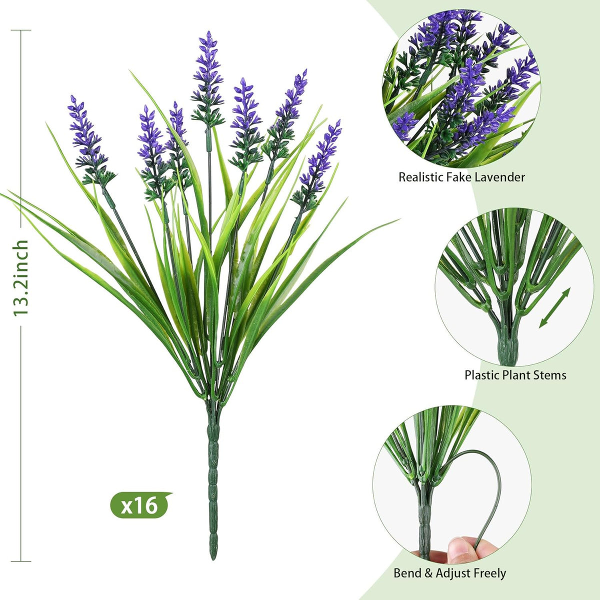 Artificial Flowers for Outdoors, Fake Lavender Plant, Purple