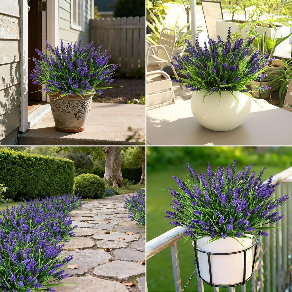 Artificial Flowers for Outdoors, Fake Lavender Plant, Purple
