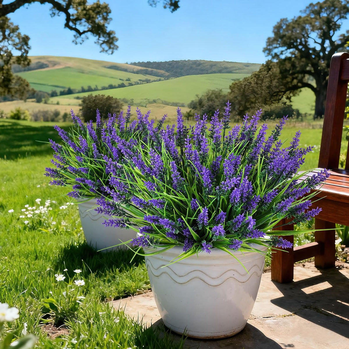 Artificial Flowers for Outdoors, Fake Lavender Plant, Purple