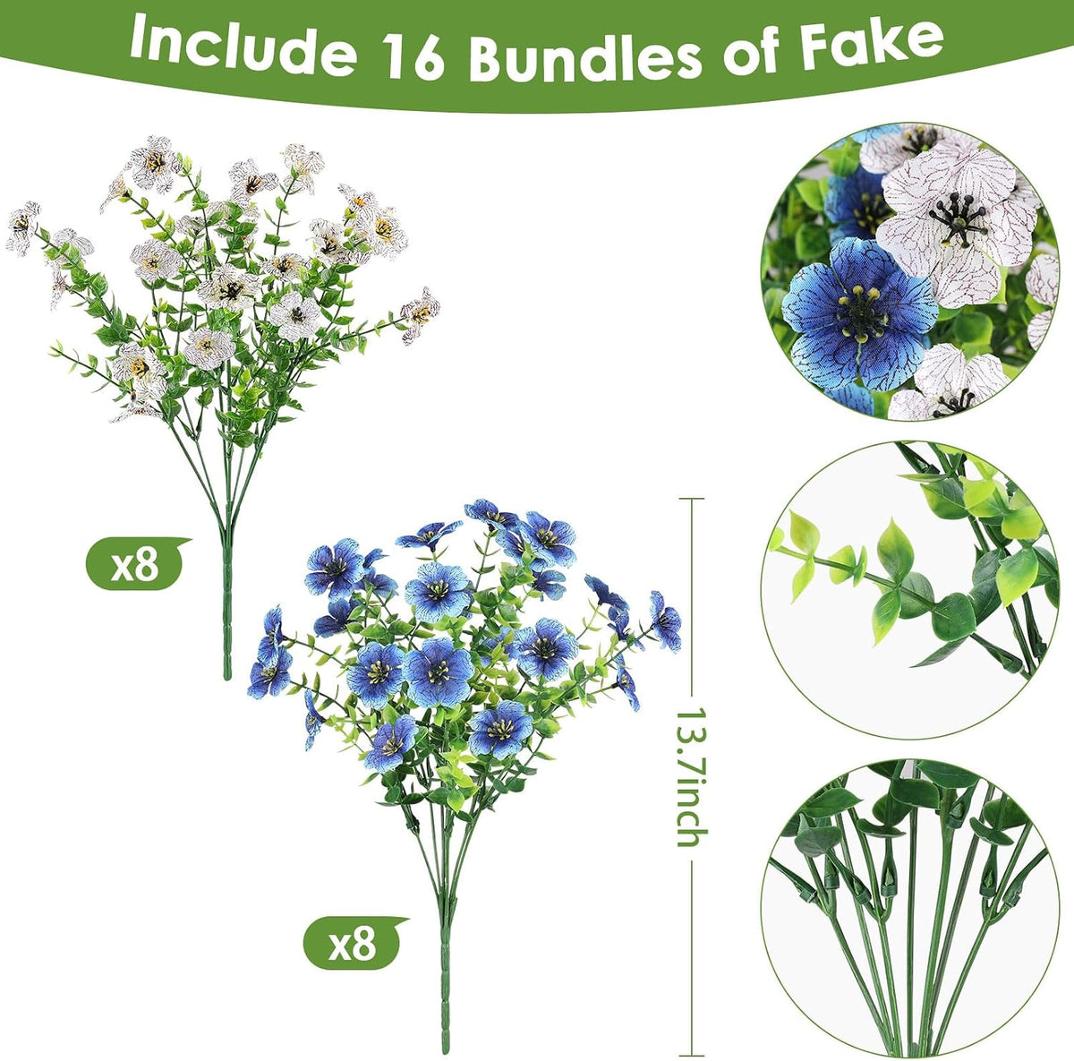 Artificial Flowers for Outdoors, Fake Lavender Plant, Purple