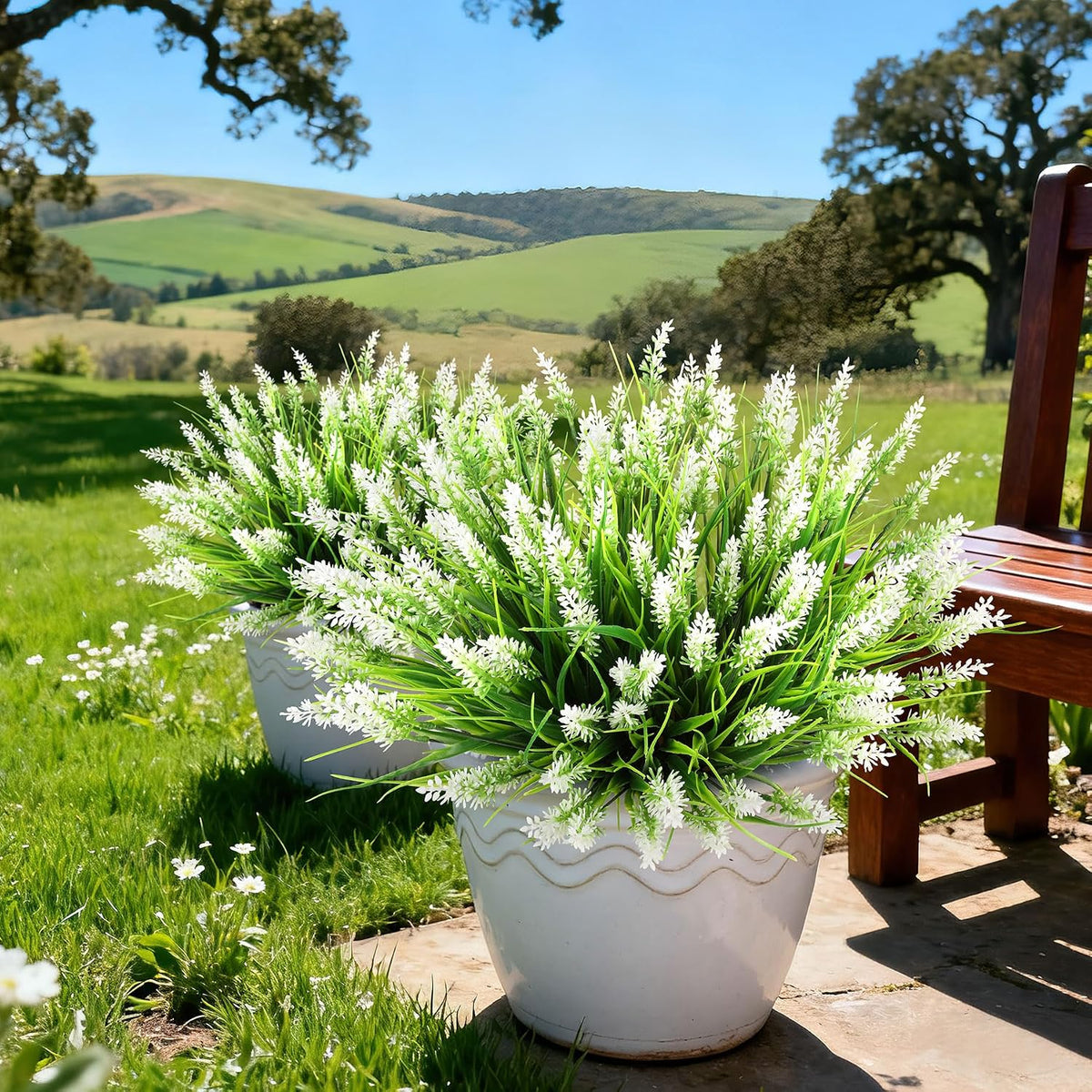 Artificial Flowers for Outdoors, Fake Lavender Plant, Purple