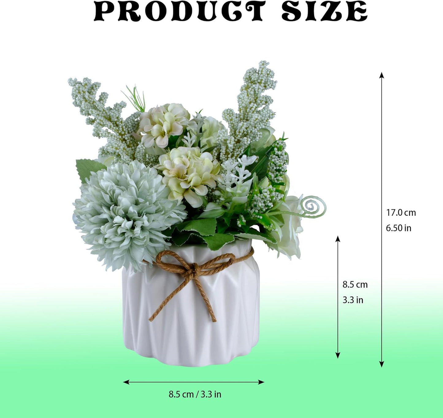 Artificial Potted Flower Pink Desktop Decoration Indoor for Home and Office | Small Ceramic Vase Fake Flower Plants, Faux Flowers Hydrangea Decora for Table,Bookshelf,Bedroom,Living Room,Party.(Pink)