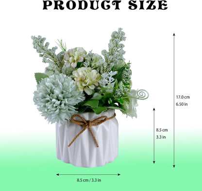 Artificial Potted Flower Pink Desktop Decoration Indoor for Home and Office | Small Ceramic Vase Fake Flower Plants, Faux Flowers Hydrangea Decora for Table,Bookshelf,Bedroom,Living Room,Party.(Pink)