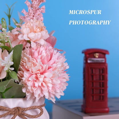 Artificial Potted Flower Pink Desktop Decoration Indoor for Home and Office | Small Ceramic Vase Fake Flower Plants, Faux Flowers Hydrangea Decora for Table,Bookshelf,Bedroom,Living Room,Party.(Pink)