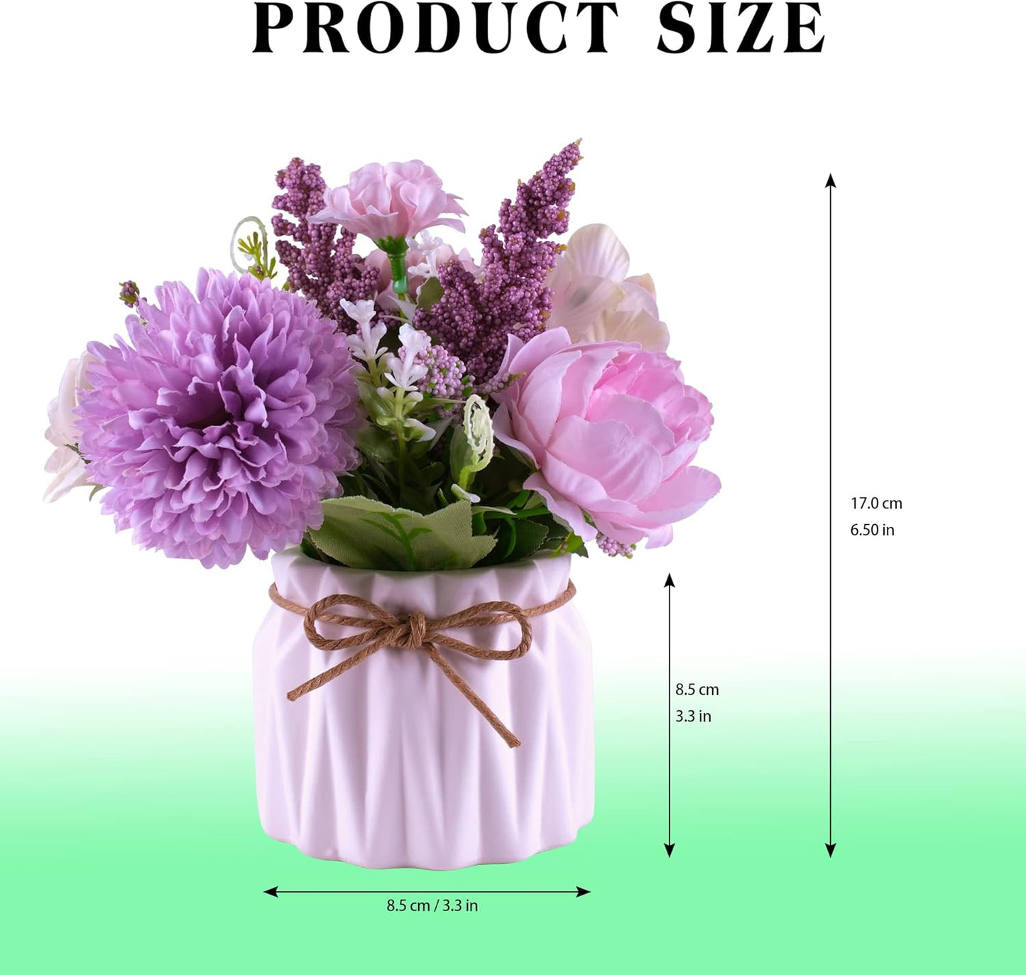 Artificial Potted Flower Pink Desktop Decoration Indoor for Home and Office | Small Ceramic Vase Fake Flower Plants, Faux Flowers Hydrangea Decora for Table,Bookshelf,Bedroom,Living Room,Party.(Pink)