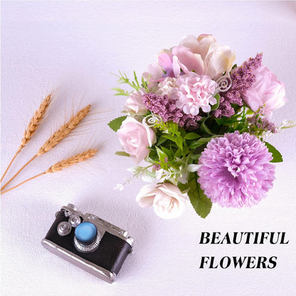 Artificial Potted Flower Pink Desktop Decoration Indoor for Home and Office | Small Ceramic Vase Fake Flower Plants, Faux Flowers Hydrangea Decora for Table,Bookshelf,Bedroom,Living Room,Party.(Pink)