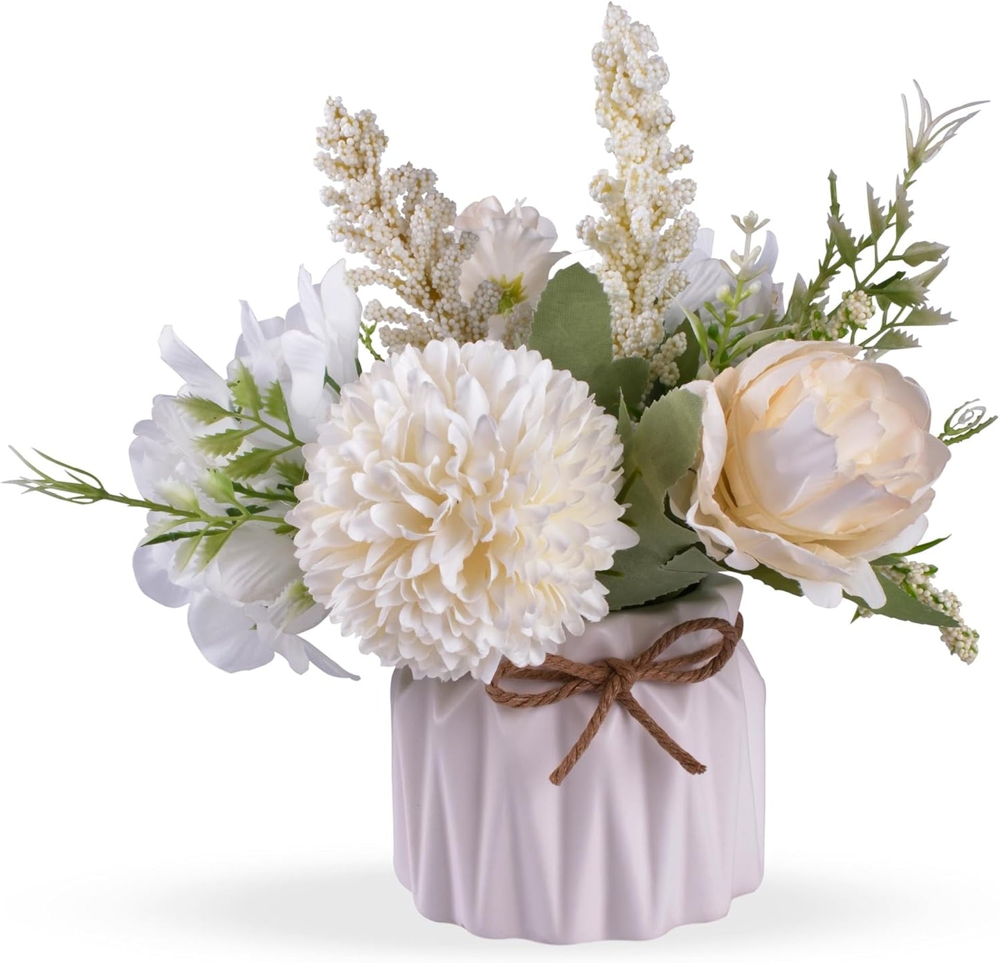 Artificial Potted Flower Pink Desktop Decoration Indoor for Home and Office | Small Ceramic Vase Fake Flower Plants, Faux Flowers Hydrangea Decora for Table,Bookshelf,Bedroom,Living Room,Party.(Pink)