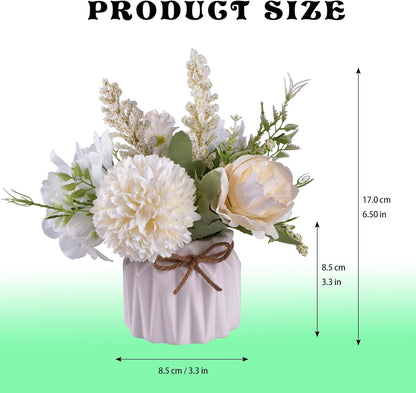 Artificial Potted Flower Pink Desktop Decoration Indoor for Home and Office | Small Ceramic Vase Fake Flower Plants, Faux Flowers Hydrangea Decora for Table,Bookshelf,Bedroom,Living Room,Party.(Pink)