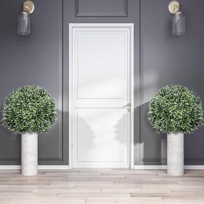 2 Pack Artificial Topiary Ball Trees, Fake Plants for Outdoor Indoor Artificial Shrubs with Ground Spike, UV Resistant Fake Bushes for Front Porch, Patio (Artificial Purple Lavender Flowers Tree)