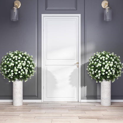 2 Pack Artificial Topiary Ball Trees, Fake Plants for Outdoor Indoor Artificial Shrubs with Ground Spike, UV Resistant Fake Bushes for Front Porch, Patio (Artificial Purple Lavender Flowers Tree)