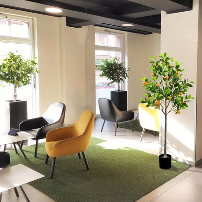 4.59 Feet Fake Orange Tree Artificial Green Plant Decoration | Realistic Fruit, with Plastic Pot, Lifelike Leaves, Home House, Table Office, Garden Indoor Outdoor