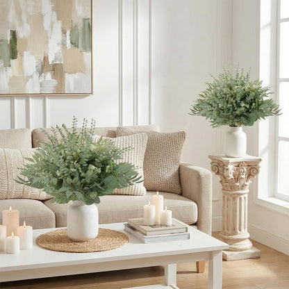 100 Pcs Mixed Greenery Artificial Eucalyptus Stems, Baby Breath Artificial Flowers Bulk and Eucalyptus Leaves for Wedding Bouquets Home Office Floral Decor (100, Green and White)