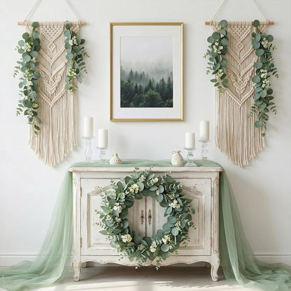 100 Pcs Mixed Greenery Artificial Eucalyptus Stems, Baby Breath Artificial Flowers Bulk and Eucalyptus Leaves for Wedding Bouquets Home Office Floral Decor (100, Green and White)