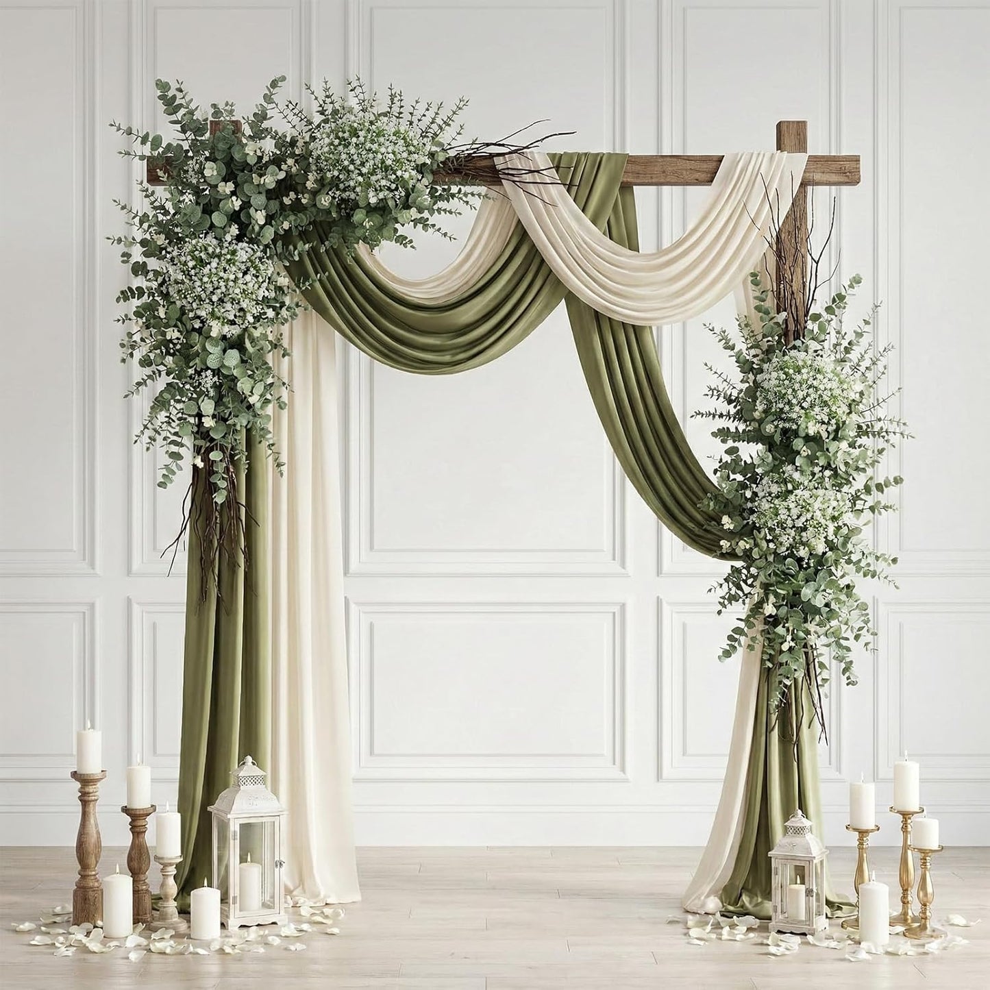100 Pcs Mixed Greenery Artificial Eucalyptus Stems, Baby Breath Artificial Flowers Bulk and Eucalyptus Leaves for Wedding Bouquets Home Office Floral Decor (100, Green and White)