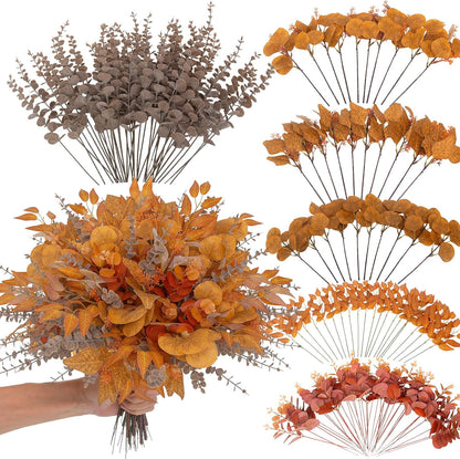 100 Pcs Mixed Greenery Artificial Eucalyptus Stems, Baby Breath Artificial Flowers Bulk and Eucalyptus Leaves for Wedding Bouquets Home Office Floral Decor (100, Green and White)