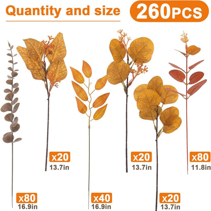 100 Pcs Mixed Greenery Artificial Eucalyptus Stems, Baby Breath Artificial Flowers Bulk and Eucalyptus Leaves for Wedding Bouquets Home Office Floral Decor (100, Green and White)
