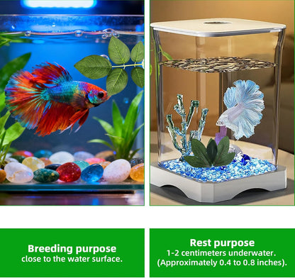 Betta Fish Plant Hammock - Aquarium Floating Leaf Decor with Suction Cup Beta Fish Hideout for Resting Simulating Habitat